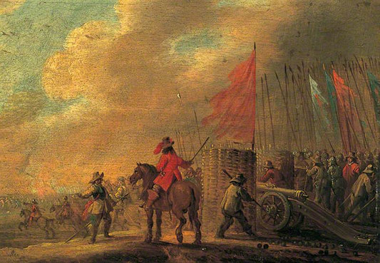 Battle Scene with Artillery, vintage artwork by Pieter Meulener, 12x8" (A4) Poster