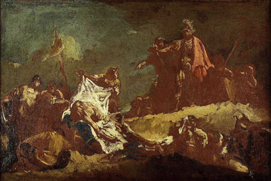 Alexander with the Body of Darius (sketch), vintage artwork by Giovanni Battista Piazzetta, 12x8" (A4) Poster