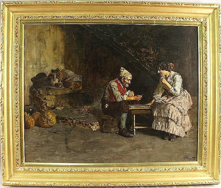 Couple Playing Cards by Vincenzo Volpe,A3(16x12")Poster