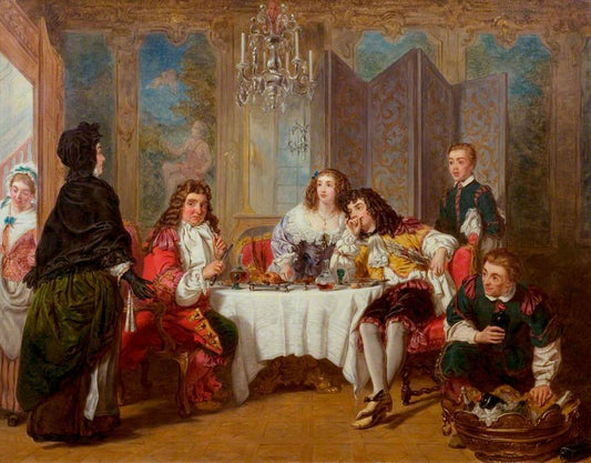Madame Jourdain Finds Her Husband Entertaining Dorimène and Dorante, vintage artwork by William Powell Frith, A3 (16x12") Poster Print