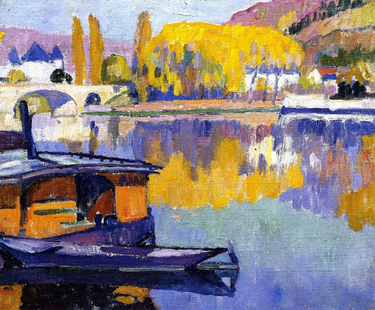 Le Pont, Vernon, vintage artwork by Samuel Halpert, 12x8" (A4) Poster