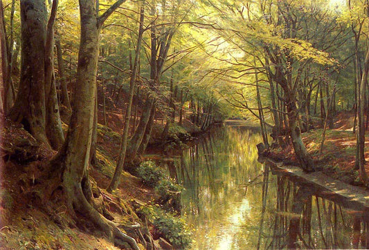 Stream in the Forest, vintage artwork by Peder Mork Mønsted, 12x8" (A4) Poster