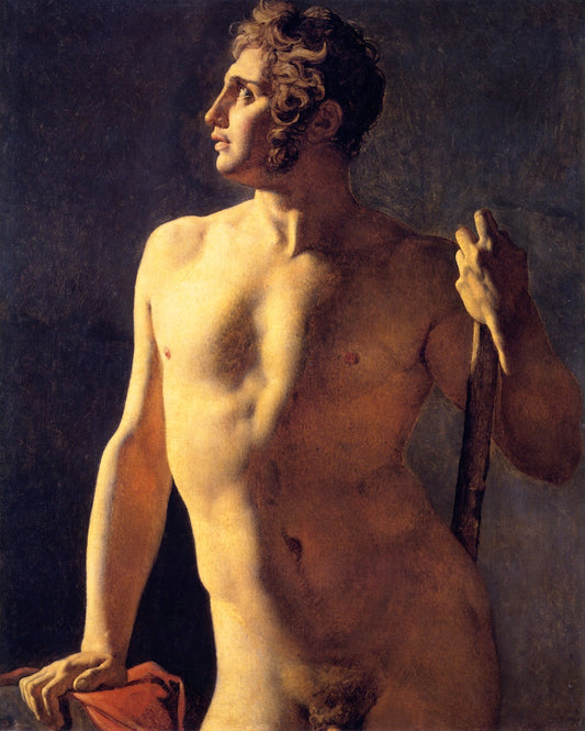 Male Torso, vintage artwork by Jean-Auguste-Dominique Ingres, 12x8" (A4) Poster