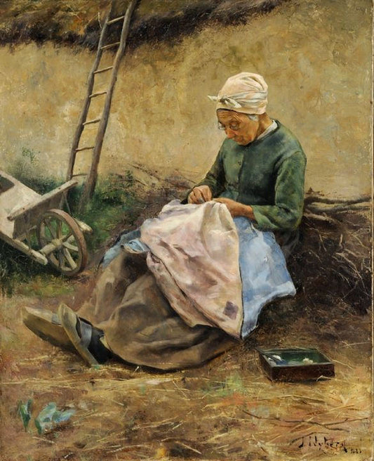 Old Woman from Grez, vintage artwork by Ivar Nyberg, 12x8" (A4) Poster