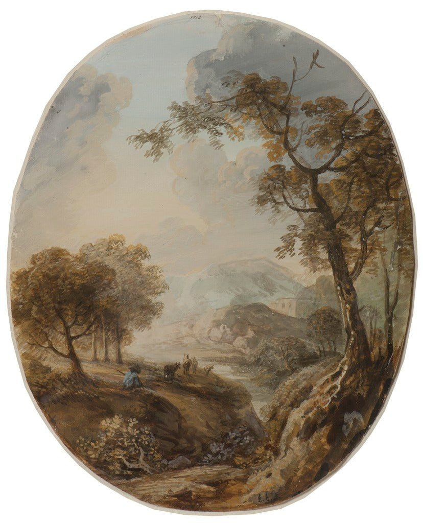 Landscape with Shepherd, vintage artwork by Elias Martin, 12x8" (A4) Poster