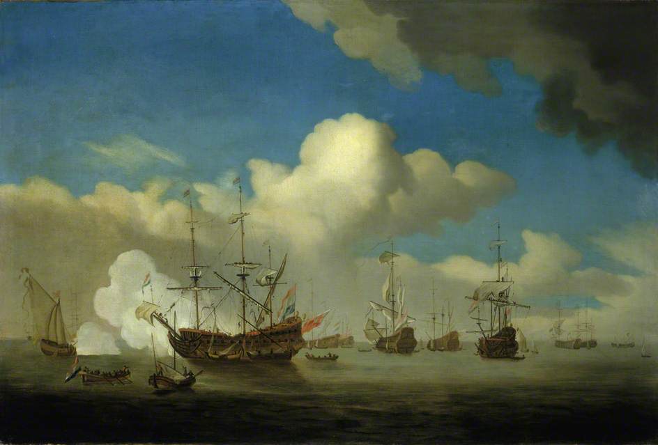 The Captured 'Royal Prince' Brought into Dutch Waters after the Four Days Battle of 1666, vintage artwork by Willem van de Velde the Younger, 12x8" (A4) Poster