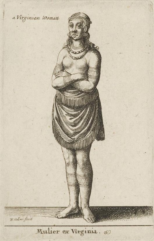 A Virginian Woman (Mulier ex Virginia), vintage artwork by Václav Hollar, 12x8" (A4) Poster