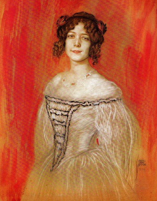 Olga Lindpaintner, vintage artwork by Franz von Stuck, 12x8" (A4) Poster