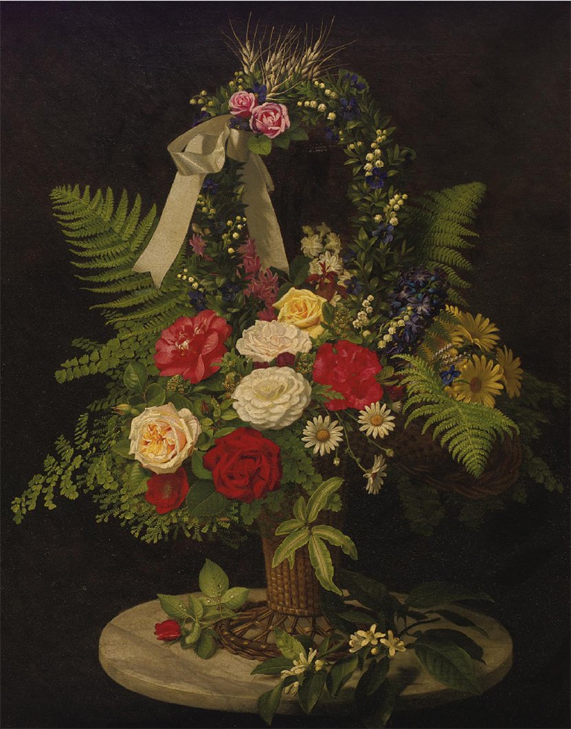 Still Life of Flowers in Basket, vintage artwork by Otto Didrik Ottesen, A3 (16x12") Poster Print