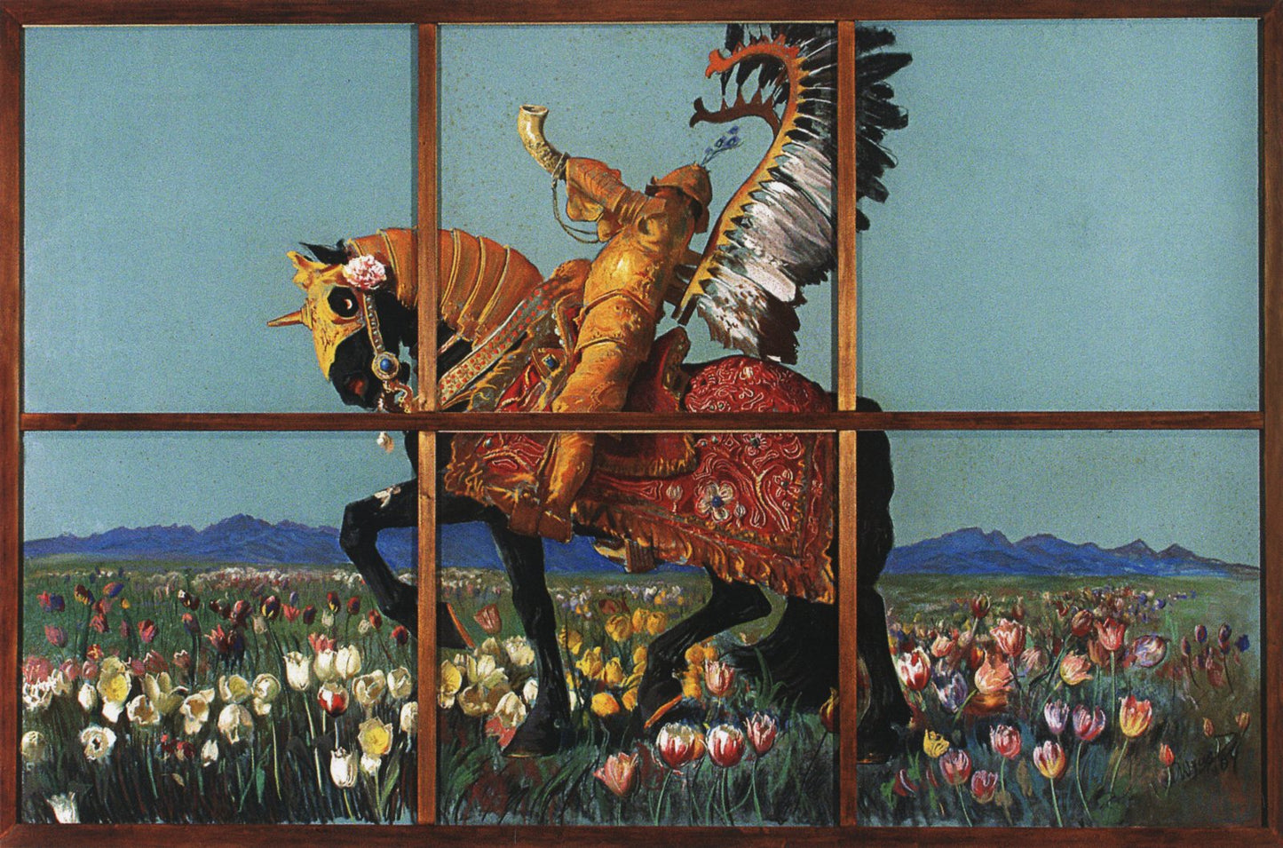 Knight among flowers, vintage artwork by Leon Jan Wyczolkowski, 12x8" (A4) Poster