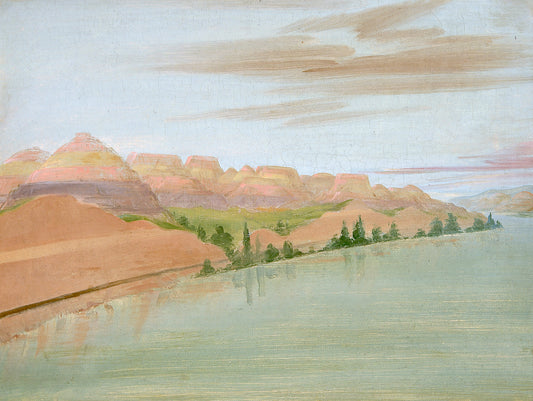 Beautiful Clay Bluffs, 1900 Miles above St. Louis, vintage artwork by George Catlin, A3 (16x12") Poster Print