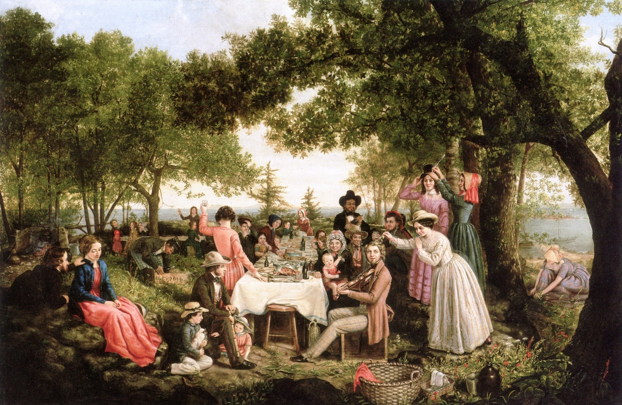 A Picnic in the Woods of New England, vintage artwork by Jerome Thompson, A3 (16x12") Poster Print