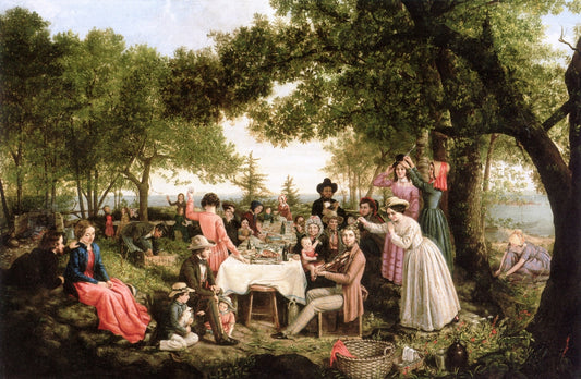 A Picnic in the Woods of New England, vintage artwork by Jerome Thompson, A3 (16x12") Poster Print