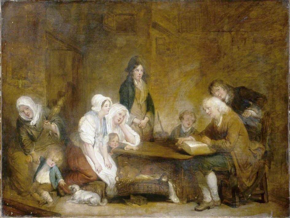 Family Worship, vintage artwork by Jean-Baptiste Greuze, 12x8" (A4) Poster