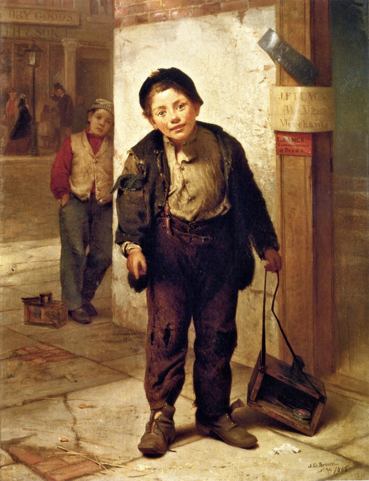 The Bootblack, vintage artwork by John George Brown, 12x8" (A4) Poster