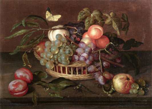 A Wicker Basket...., vintage artwork by Johannes Bosschaert, 12x8" (A4) Poster