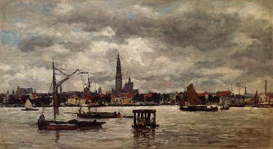 Antwerp, the Scheldt, vintage artwork by Eugène-Louis Boudin, 12x8" (A4) Poster