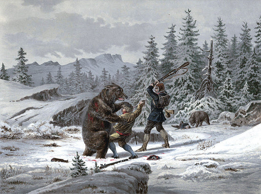 Bear-Hunting, vintage artwork by Johan Fredrik Eckersberg, A3 (16x12") Poster Print