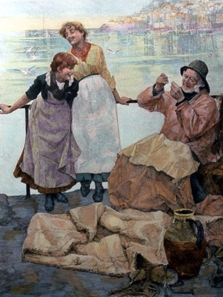 Eyes And No Eyes, vintage artwork by Frank Bramley, R.A., 12x8" (A4) Poster