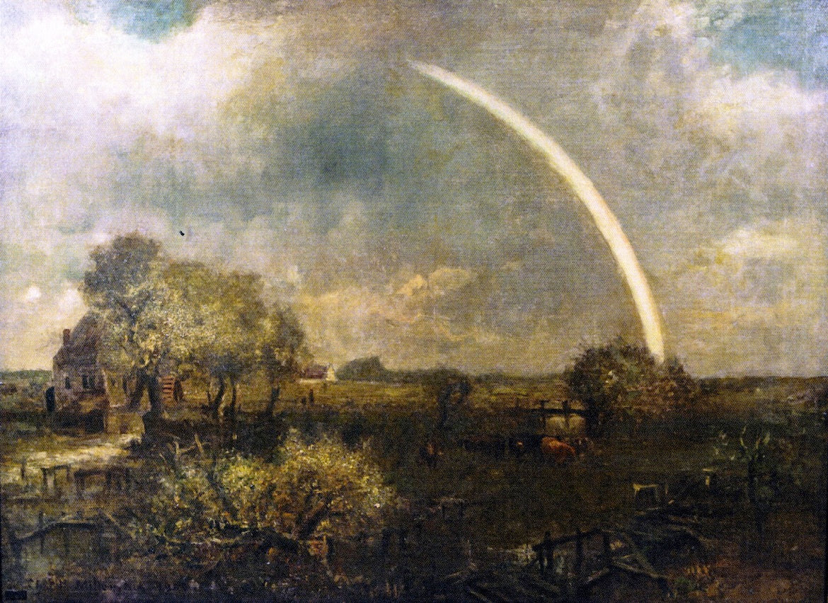 Long Island Landscape with Rainbow, vintage artwork by Charles Henry Miller, 12x8" (A4) Poster