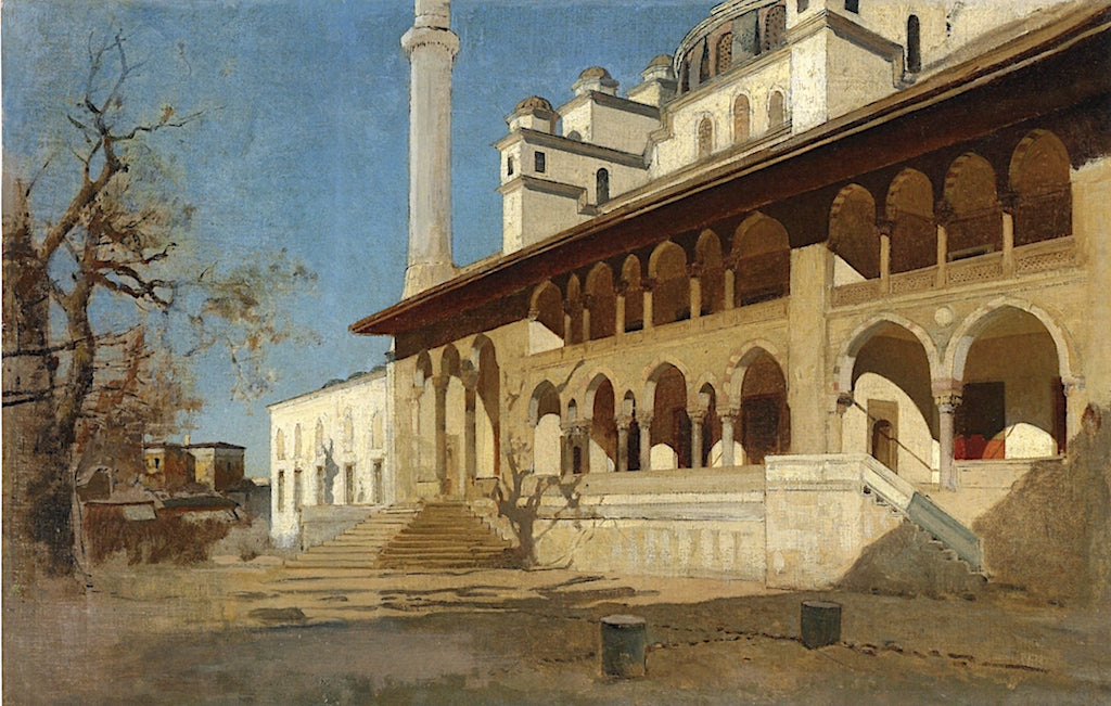 Yeni Cami Mosque, Constantinople, vintage artwork by Alberto Pasini, 12x8" (A4) Poster