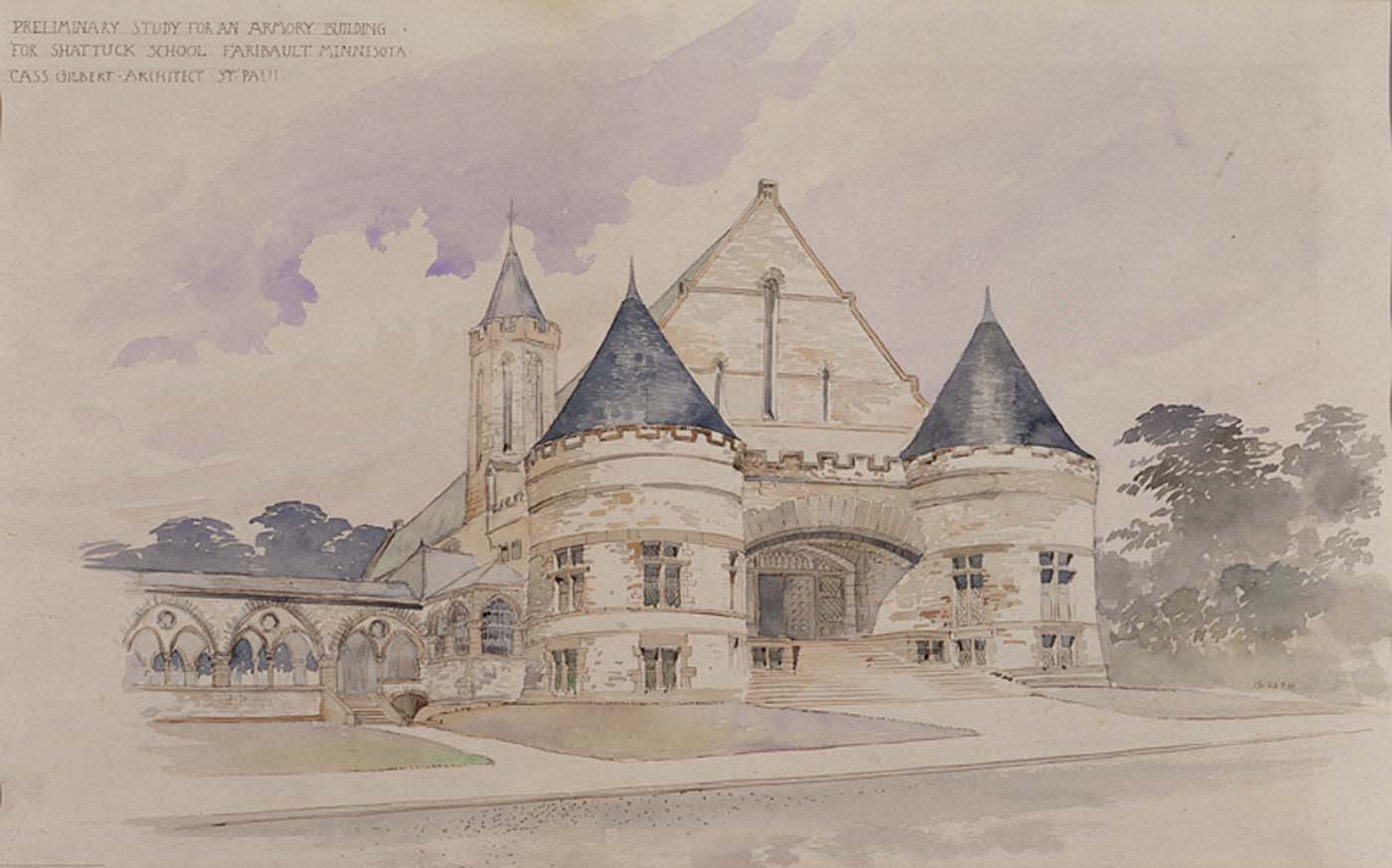 ng for Shattuck School, Faribault, Minnesota by Cass Gilbert,A3(16x12")Poster
