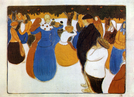 Breton folk festival, vintage artwork by József Rippl-Rónai, 12x8" (A4) Poster