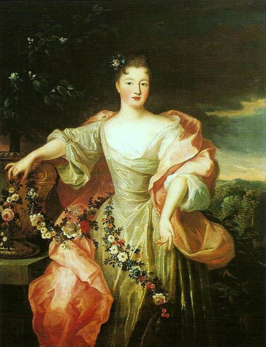 Portrait of a Bride with Flowers, vintage artwork by Pierre Gobert, 12x8" (A4) Poster