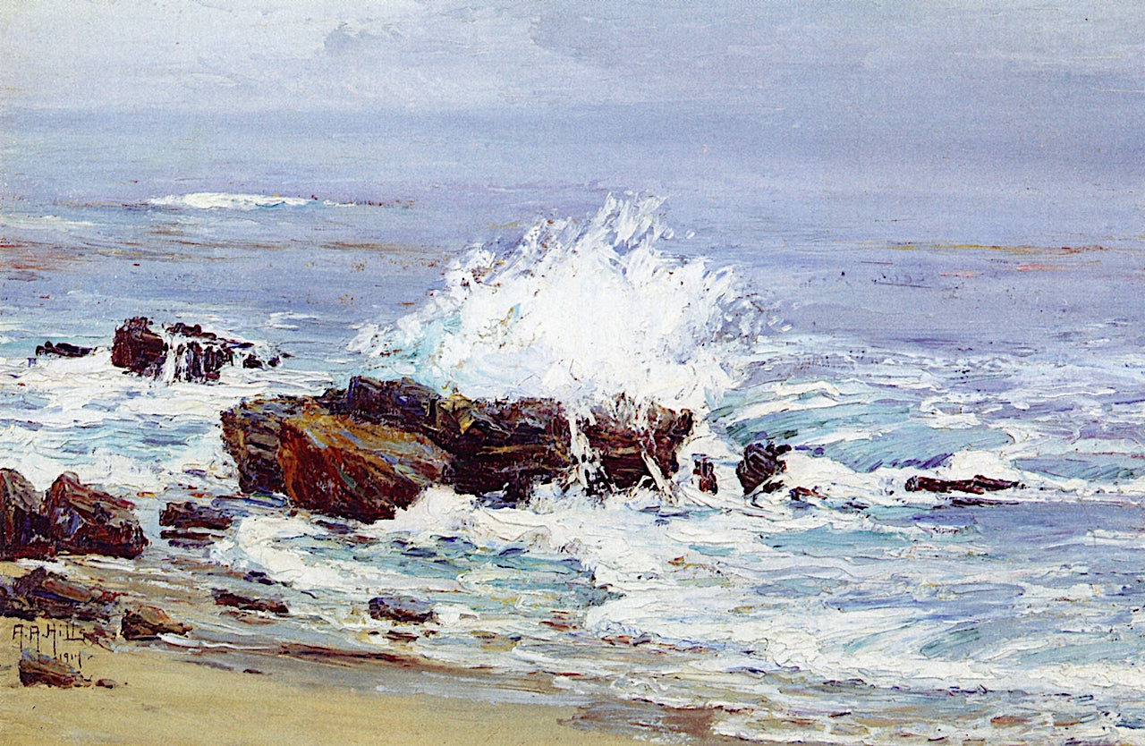 High Tide, Laguna Beach, vintage artwork by Anna Althea Hills, 12x8" (A4) Poster