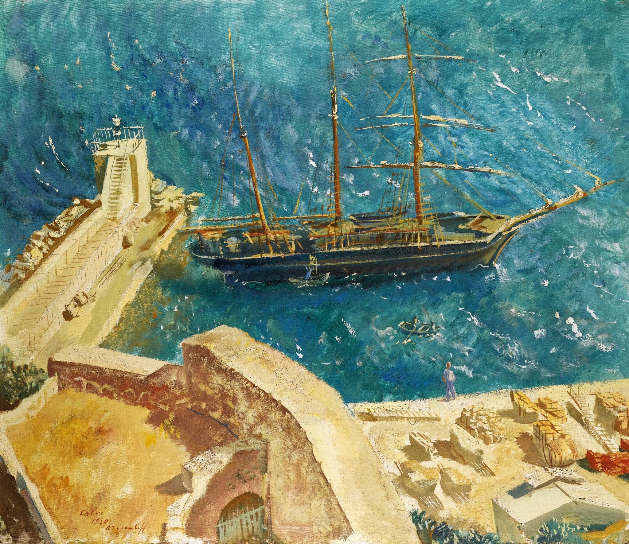 View of the Port in Calvi by Alexander Evgenievich Yakovlev,16x12(A3) Poster