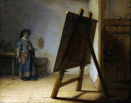The Artist in his Studio, vintage artwork by Rembrandt van Rijn, 12x8" (A4) Poster
