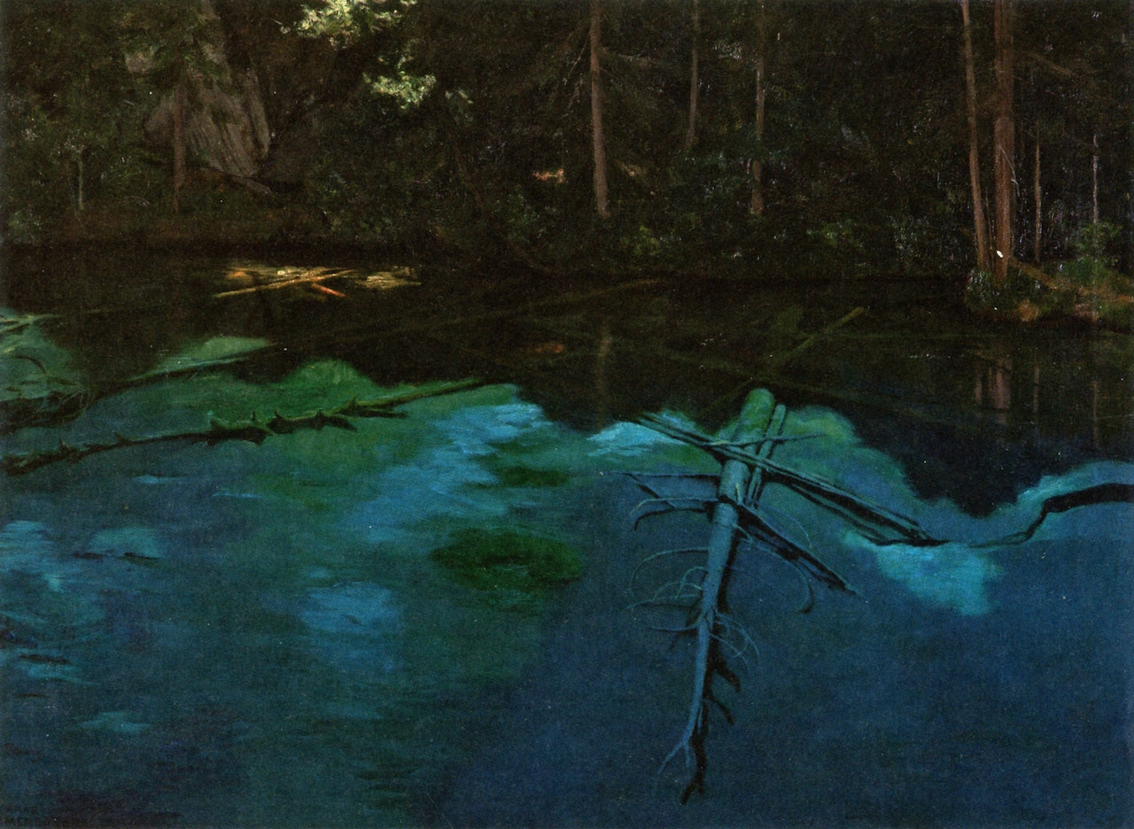 Blausee (Trunks), vintage artwork by Hans Emmenegger, 12x8" (A4) Poster