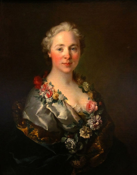 Portrait of Countess Lomenie de Brienne, vintage artwork by Louis Tocque, 12x8" (A4) Poster