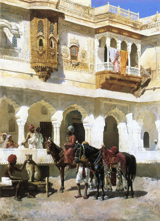 Leaving for the Hunt, vintage artwork by Edwin Lord Weeks, 12x8" (A4) Poster