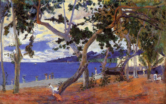 by  the Seashore, vintage artwork by Paul Gauguin, 12x8" (A4) Poster