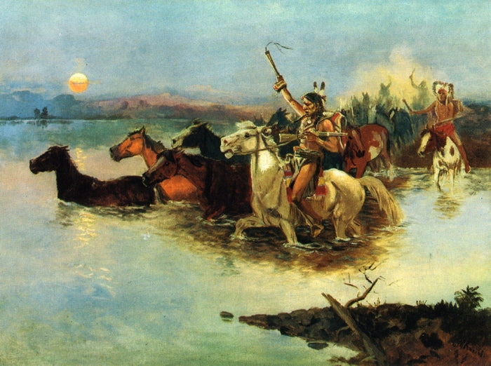 Crossing the Range by Charles Marion Russell,A3(16x12