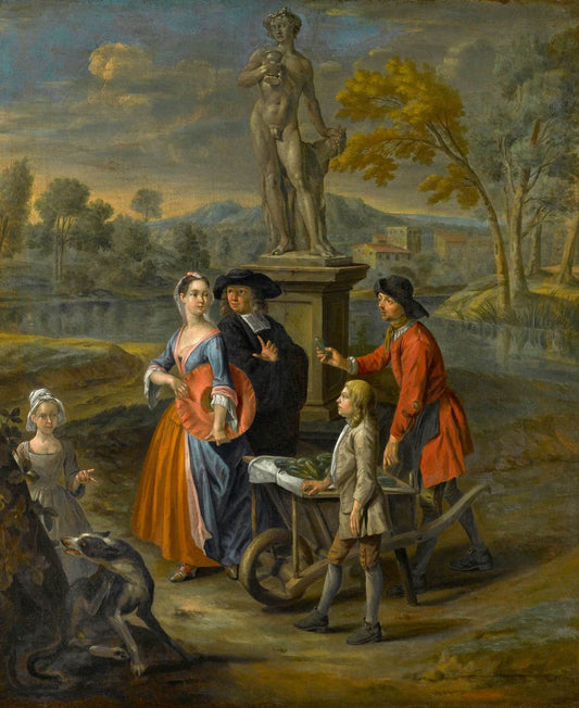 A Vegetable Seller and his Son, vintage artwork by Joseph van Aken, 12x8" (A4) Poster