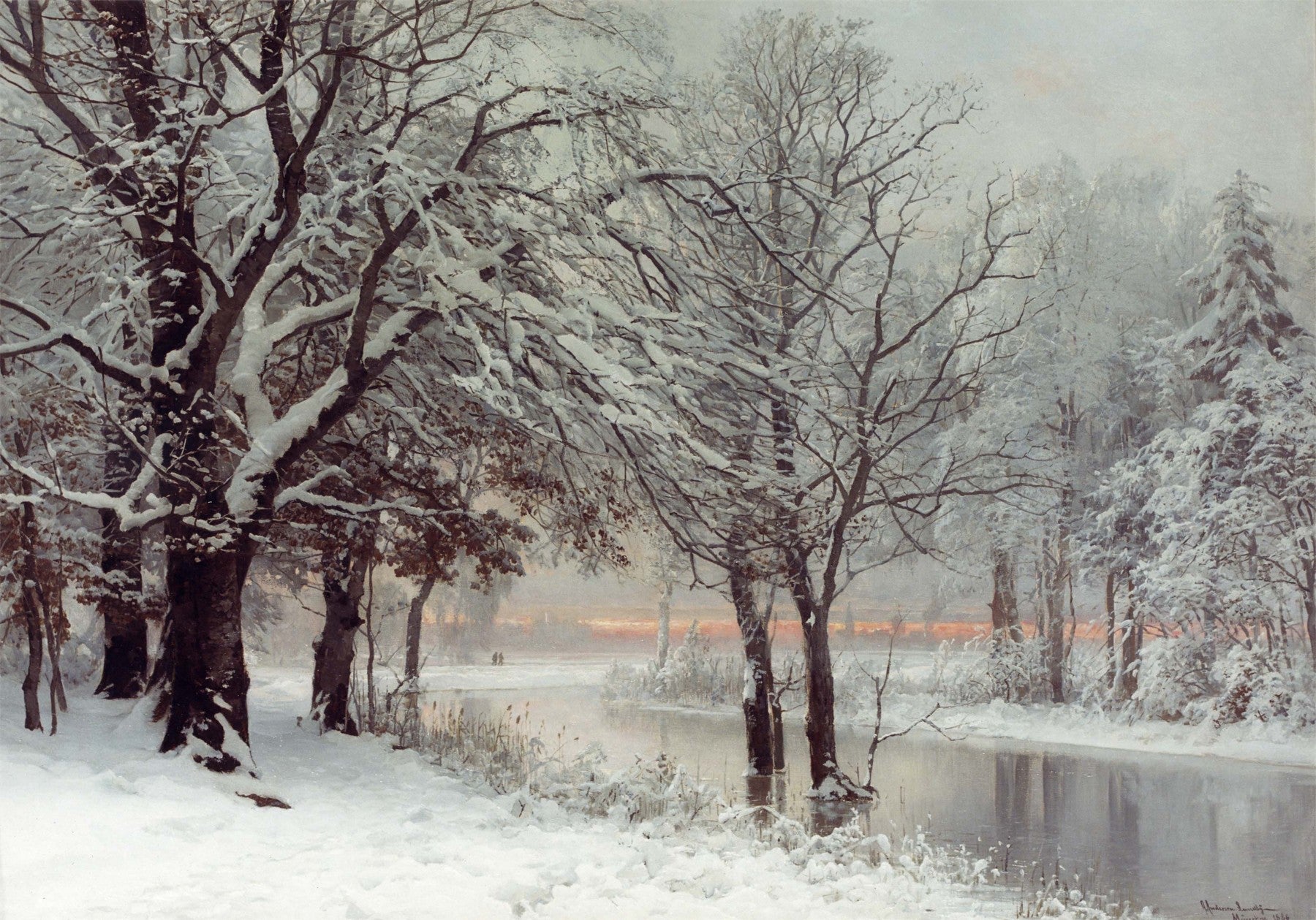 A Winter's Evening, vintage artwork by Anders Anderson-Lundby , 12x8" (A4) Poster