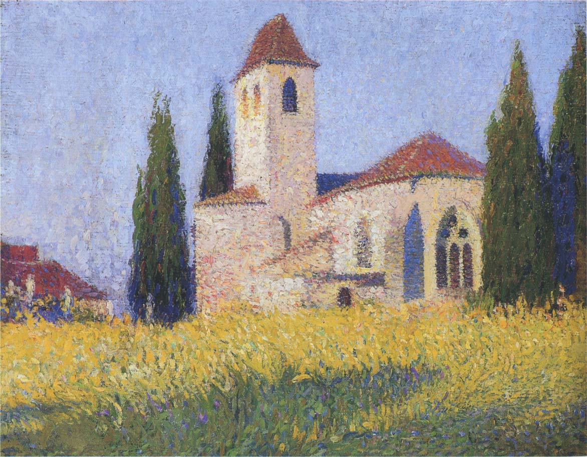 Church in Labastide, vintage artwork by Henri Martin, 12x8" (A4) Poster