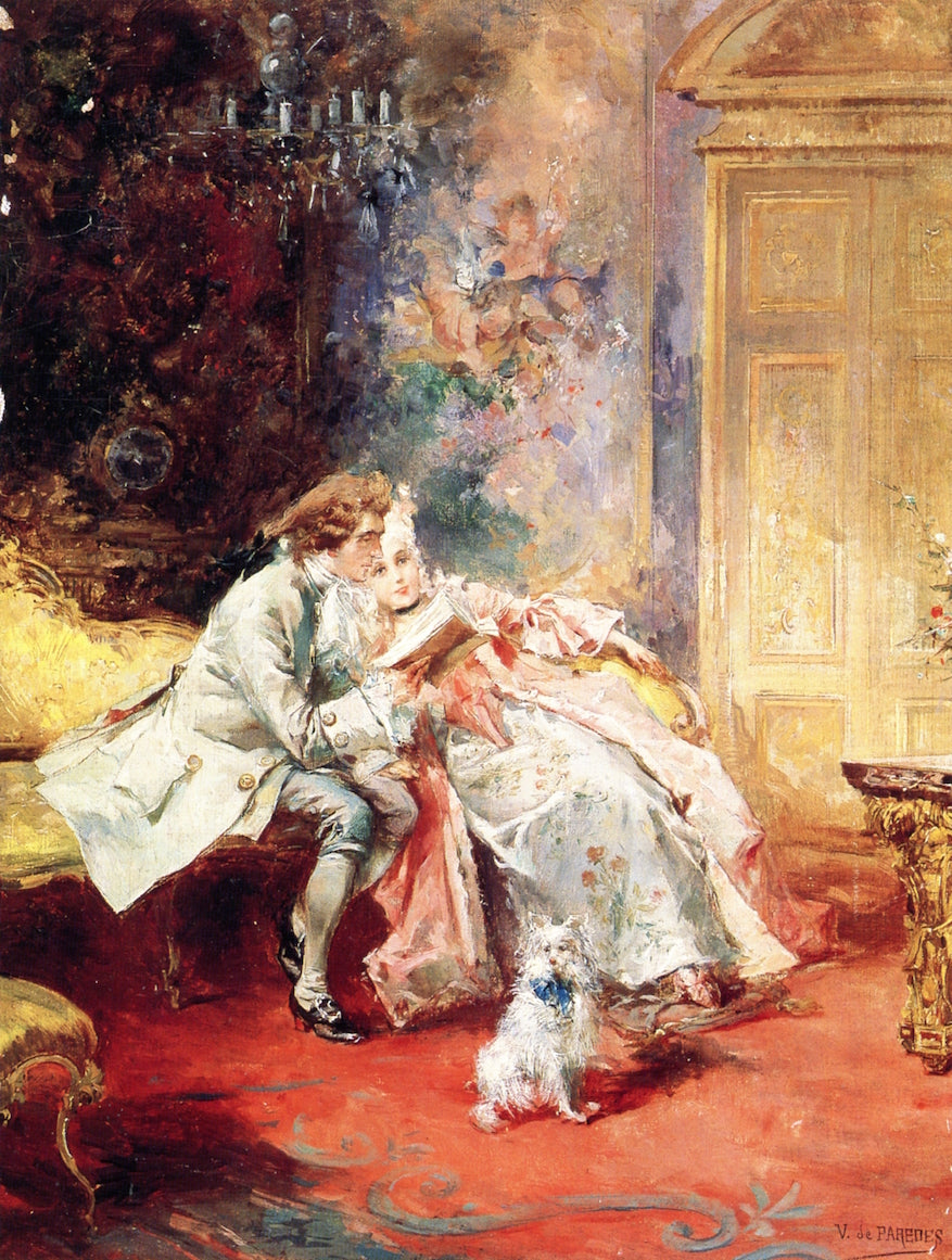 Reading a Story by Vicenta de Paredes,A3(16x12")Poster