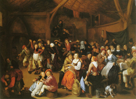 Peasant Wedding Feast, vintage artwork by Jan Miense Molenaer, 12x8" (A4) Poster