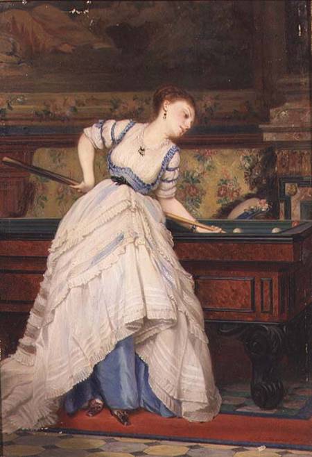 An elegant billiard player, vintage artwork by Charles Edouard Boutibonne, A3 (16x12") Poster Print