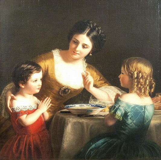 Grace Before Meal, vintage artwork by Samuel Baruch Halle, 12x8" (A4) Poster