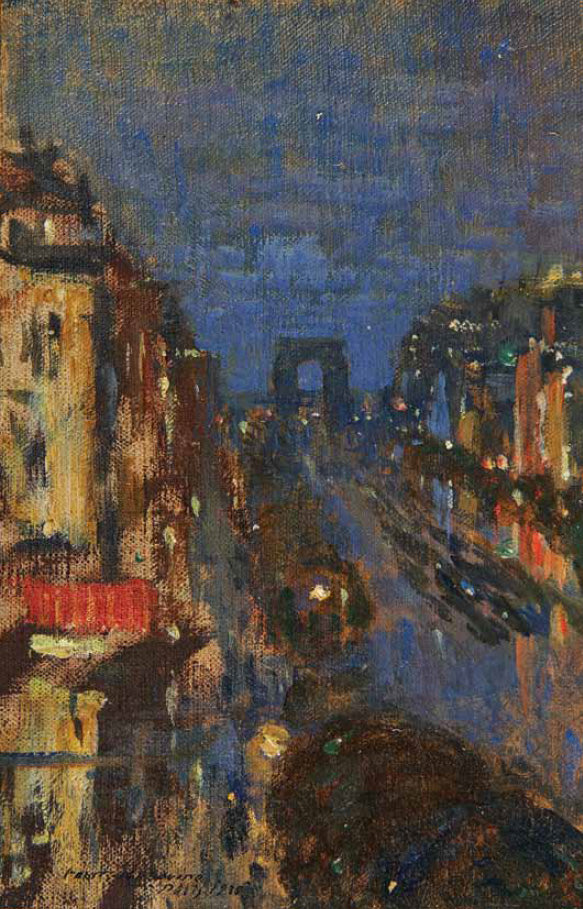 Champs Elysees, Night by Constantin Alexeevich Korovin,A3(16x12")Poster