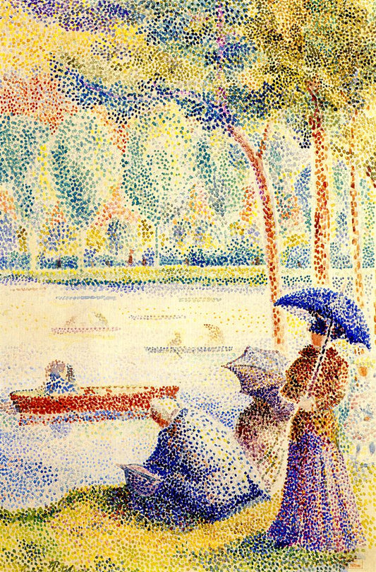 A Walk on the Banks of a River, vintage artwork by Hippolyte Petitjean, 12x8" (A4) Poster