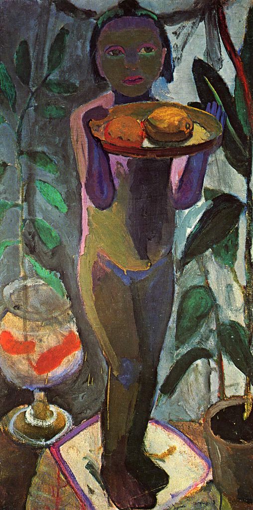 Girl with Fishbowl, vintage artwork by Paula Modersohn-Becker, 12x8" (A4) Poster