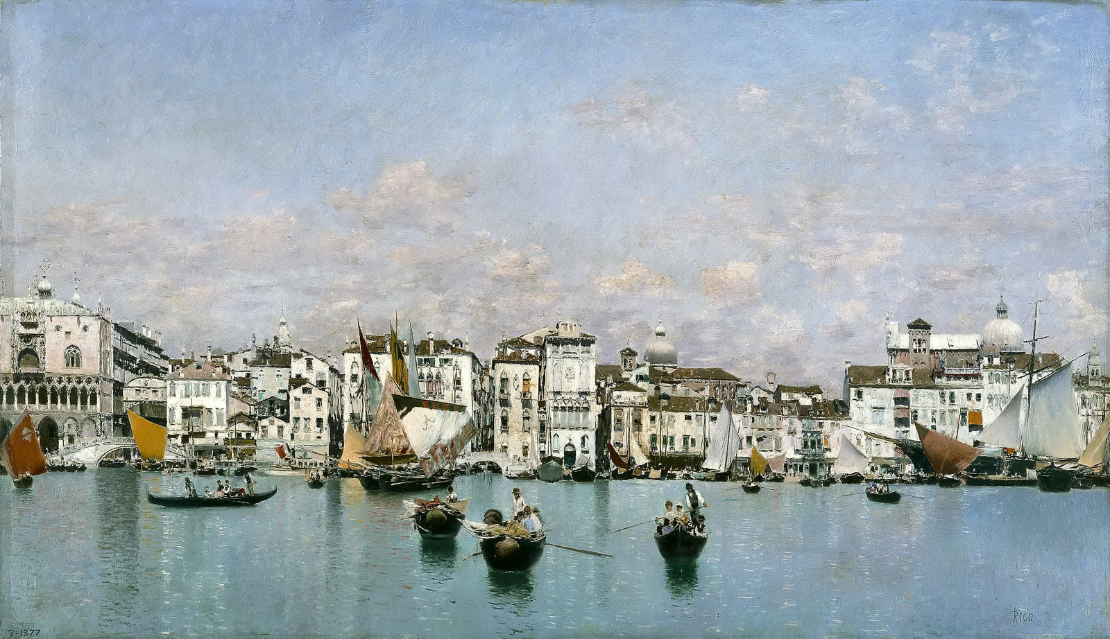 The Riva Degli Schiavoni in Venice, vintage artwork by Martin Rico y Ortega, 12x8" (A4) Poster