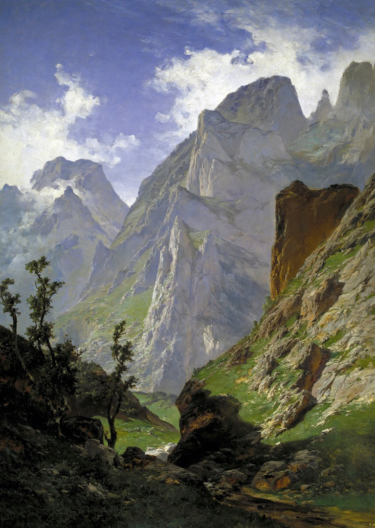 Picos de Europa, vintage artwork by Carlos de Haes, 12x8" (A4) Poster