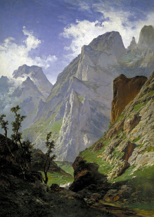 Picos de Europa, vintage artwork by Carlos de Haes, 12x8" (A4) Poster