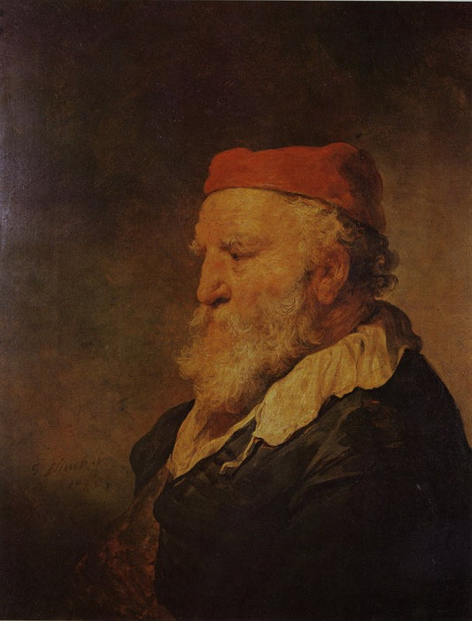 Old Man in a Red Cap, vintage artwork by Govaert Flinck, 12x8" (A4) Poster